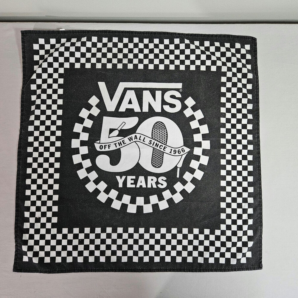 VANS off the wall Checker 50th Annibersary Bandana Handkercheif Scarf BLACK